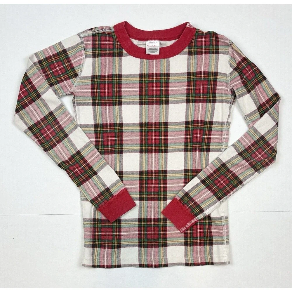 Hanna Andersson Pajamas Sz 12 Christmas Red Green Plaid 2-Piece Organic Cotton